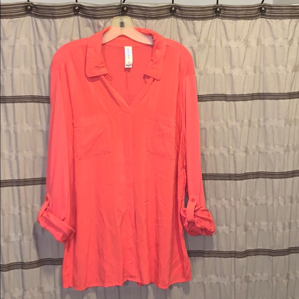 Pure Energy coral 3/4 sleeve blouse